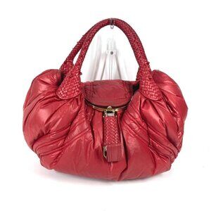 FENDI Zucca studded spy bag Shoulder bag Tote Bag Shoulder Bag Nylon Red
